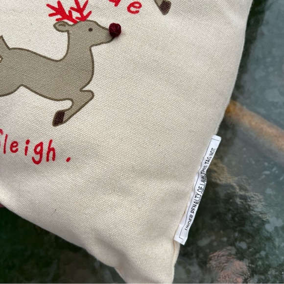 Ashland Decorative Throw Pillow Santa Sleigh Reindeer 3D Nose Jingle Bells - Picture 5 of 9